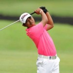 Tay golf trẻ người Philippin, Jhonnel Ababa  đang đồng hạng 3 với Duy Nhất. Hình chụp. Asian Tour